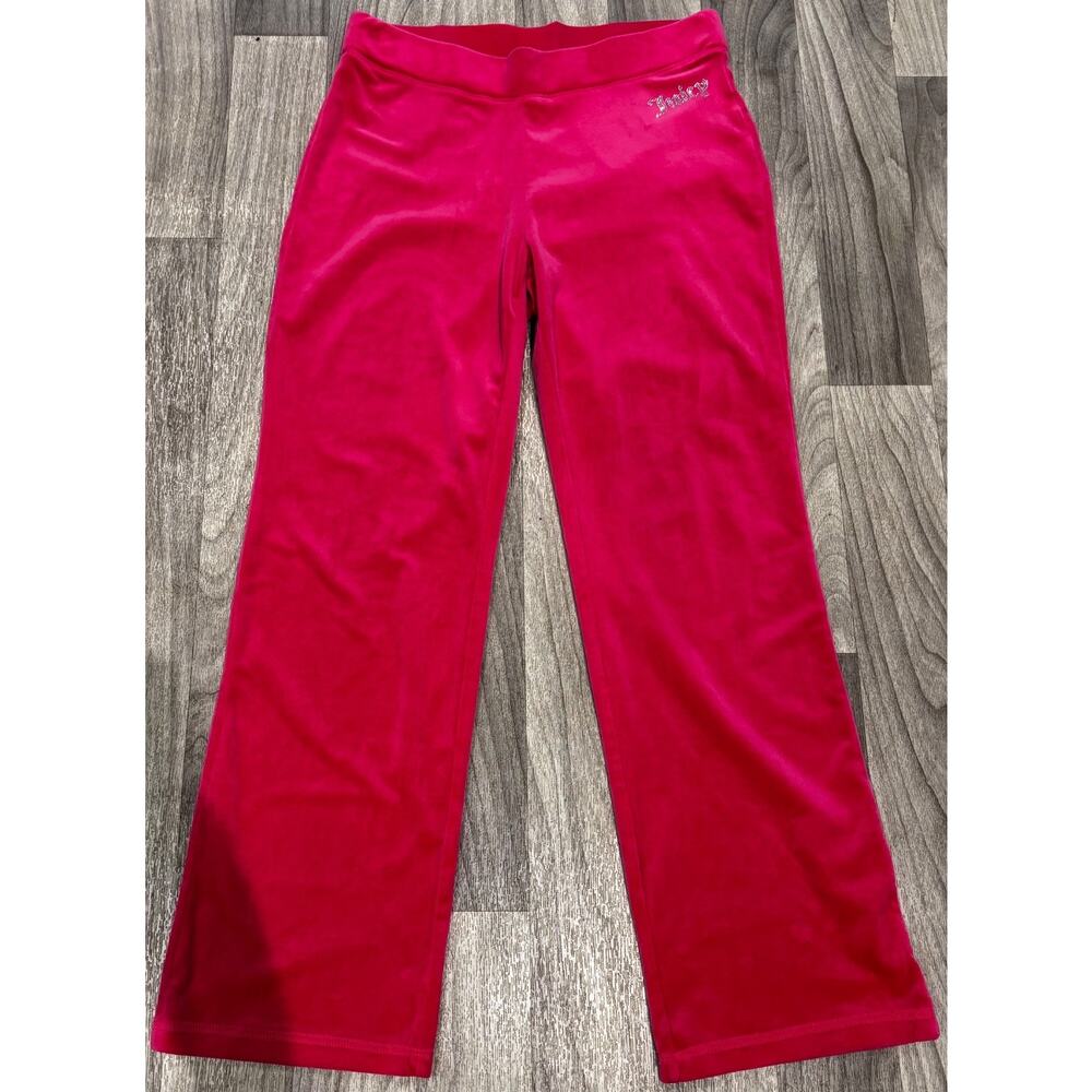 Vintage Y2K Juicy Couture Wide Leg Sweats Track Pant Pink Velour Women Size M